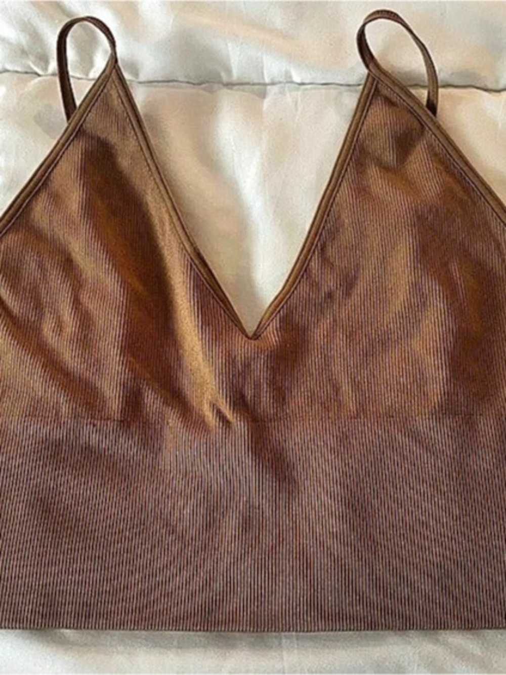 Talula Ribbed Bralette in Brown Like New